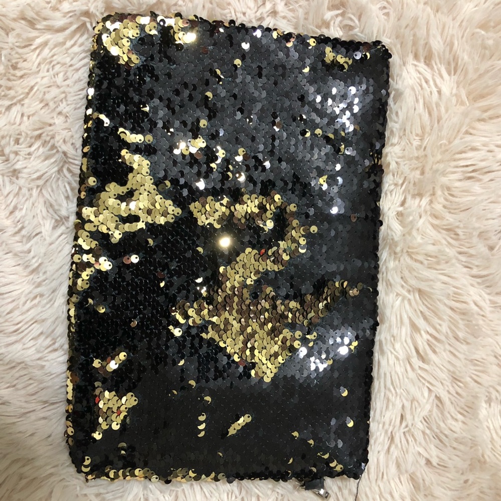 Black Gold Sequin Clutch Wristlet